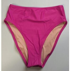 NWT J Crew Hallie Bikini Bottoms Womens XS Bright Pink High Rise Extra Coverage
